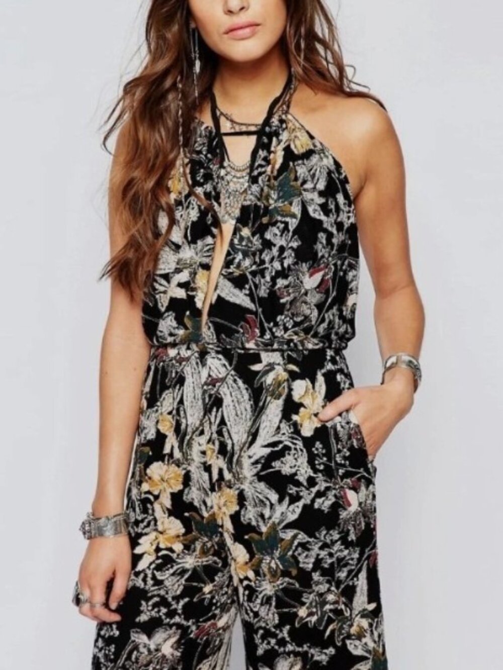 Free People Floral Jumpsuit, Size 6